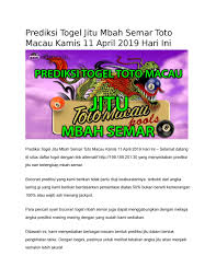 Prediksi Togel Jitu Mbah Semar Toto Macau Kamis 11 April 2019 Hari Ini By Prediksi Jitu Mbah Semar Issuu