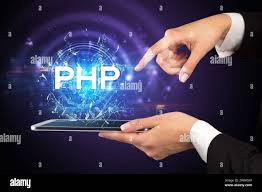 Close-up of a touchscreen with PHP abbreviation, modern technology concept  Stock Photo - Alamy