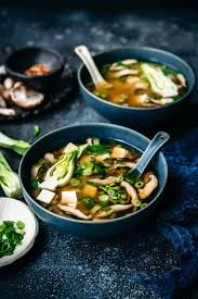 Vegan Miso Soup With Tofu And Mushrooms Crowded Kitchen Recipe Vegan Miso Soup Miso Soup Vegan Soup Recipes
