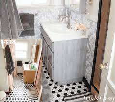 Chic Rental Bathroom Makeover Tutorial Arts And Classy In 2020 Rental Bathroom Makeover Bathroom Makeover Contact Paper Cabinets