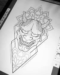 Samurai tattoo design oni mask drawing. New Hannya Demon Mask Design Up For Grabs If You Interest Please Send Me A Message On Here Hannya Japanese Tattoo Art Oni Tattoo Dragon Sleeve Tattoos