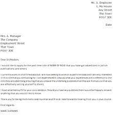 Part Time Job Cover Letter Example - Icover.org.uk