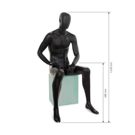 Sitting Male Mannequin in Black - Order now!