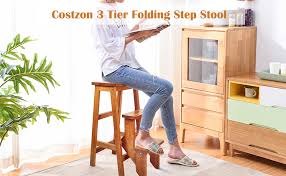 Check spelling or type a new query. Costzon Folding Step Stool 3 Tier Wood Ladder 3 In 1 Design With Ladder Stool And Storage Shelf Multifunction Pine Wood Foldable Ladder For Home Library 353lbs Capacity Nut Brown Amazon Com