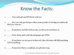 Most states have sexually transmitted diseases (stds) laws that many states criminalize knowingly exposing another person to an std. Know The Facts You Can T Get An Std From Oral Sex Ppt Video Online Download