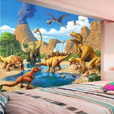 Jiadou1504588 Cartoondinosaurwallpaper3 Dinosaur Mural Kids Wall Murals Kids Room Wallpaper