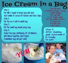 Add 1/4 cup sugar, 1/2 cup milk, 1/2 cup whipping cream, and 1/4 teaspoon vanilla to the quart zipper bag. Diy Ice Cream In A Bag Cheapskate Date Brigade Homemade Ice Homemade Ice Cream Icecream In A Bag