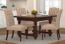 Elance 4 Seater Dinning Set Walnut Finish 4 Seater Dining Table Dining Table Four Seater Dining Table