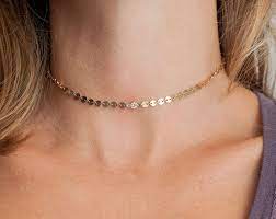 Gigi Gold Disc Choker Real Diamond Necklace Choker Necklace Diamond Bar Necklace