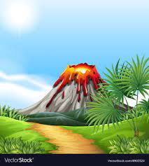 Scene With Volcano Eruption Download A Free Preview Or High Quality Adobe Illustrator Ai Eps Pdf And H Volcano Drawing Space Wall Art Cute Monsters Drawings