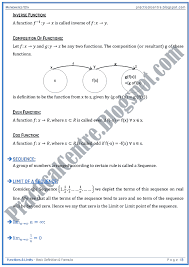 Functions And Limits Basic Definition And Formulas Mathematics Xii Mathematics Algebra Notes Math Formulas
