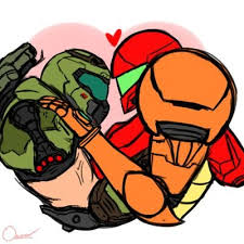 , #metroid , #manga , #zero suit samus , #charlie nash , #cammy , #master chief , #captain falcon , #guile. Samus Aran And The Doomslayer Sammyandslayer Twitter