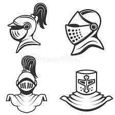 Set Of The Knight Helmets Isolated On White Background Design E Vector Illustration Knight Tattoo Helmet Drawing Knight Logo