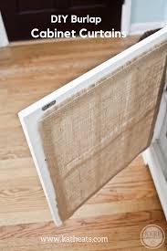 Beach Cottage Decor And Diy Burlap Cabinets Kath Eats Real Food In 2020 Glass Cabinet Doors Diy Diy Cabinet Doors Glass Kitchen Cabinet Doors