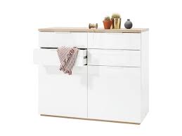 Weiße und graue kommode mit körben in verschiedenen grautönen. Kommode Weiss Riviera Eiche 4 Schubladen 120 Cm X 50 Cm Mundi 0290003801