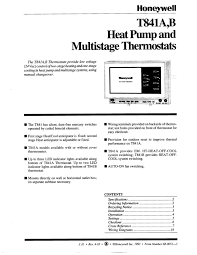 Set the heat anticipator for your system. Page 1 Honeywell T841a B Heat Pump And Multistage Thermostats Manualzz