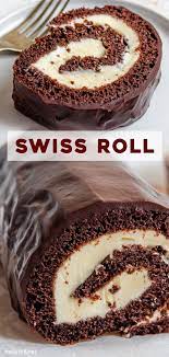 This Easy Chocolate Swiss Roll Cake Has A Light Sponge Creamy Filling And Coated With A Silky Ganache It Will Be Cake Roll Recipes Roll Cake Jelly Roll Cake