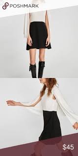 Zara Cape Dress Black And White Color Block Dress With Cape Sleeves Zara Dresses Mini Cape Dress Zara Cape Colorblock Dress