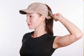 Beige Suede Baseball Cap Has A High Opening For A Ponytail Etsy Suede Baseball Cap Flip Hair Baseball Cap