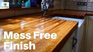 Wood countertops attract homeowners with the promise of a natural aesthetic. How To Re Finish A Wooden Countertop Faster With No Mess Youtube