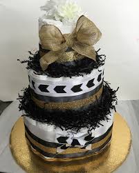 Boy Black And Gold Baby Shower Cake Black White And Gold Diaper Cake By The Bling Factor Gold Baby Shower Boy Kate Spade Baby Shower Christian Baby Shower