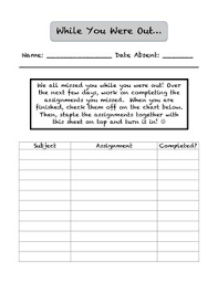 Absent Folder Missed Assignments Checklist Chart For Students