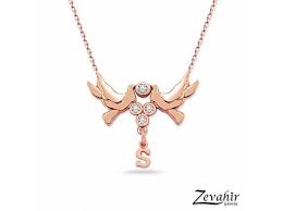 925 ayar gumus harfli guvercin kolye gold necklace jewelry necklace