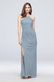 High Neck Mesh Bridesmaid Dress With Lace Inset David S Bridal In 2020 Mesh Bridesmaids Dress High Neck Bridesmaid Dresses Prom Dresses Gowns