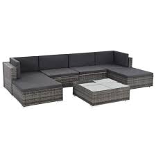 Canapé d'angle, convertible, fixe, en tissu ou cuir. Vidaxl Ensemble De Canape D Exterieur 19 Pcs Resine Tressee Gris Achat Vente Salon Bas De Jardin Ensemble De Mobilier De Jardin Cdiscount