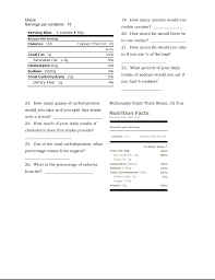 Solved Nutritionl Ab El Work Sheet Name Block All Packaged Chegg Com