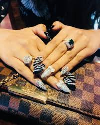Blue and silver glitter acrylic with freehand christmas nail art by. Updated 50 Elegant Black And Silver Nails August 2020
