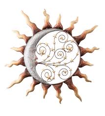 Add Celestial Style To Any Indoor Or Outdoor Wall With This Lovely Handcrafted Metal Sun Stars And Blowing Moo Moon Wall Art Metal Tree Wall Art Sun And Stars