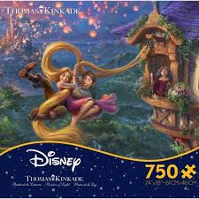 Assemble the disneyland map puzzle that consists of. Ceaco Thomas Kinkade The Disney Collection Tangled 750 Piece Jigsaw Puzzle Walmart Com Walmart Com
