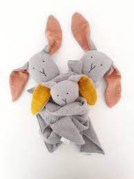Personalised Bunny Lovey Muslin Bunny Comforter Name Embroidery Floppy Ears Bunny Bunny Soft Toy Bunny Doudou Baby First Toy Bunny Soft Toy Baby Toys Newborn Personalized Bunny
