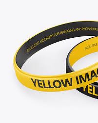 Download Two Glossy Silicone Wristbands Mockup In Stationery Mockups On Yellow Images Object Mockups