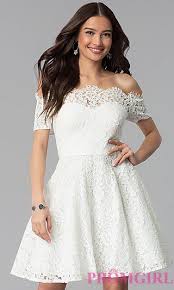 Off Shoulder White Lace Graduation Dress Promgirl White Short Dress White Dresses Graduation Graduation Party Dresses