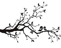 Outline Bird On Branch Drawing The Little Mermaid Vinyl Ready Vector Collection Etsy Tree Sketches Bird Silhouette Silhouette Art