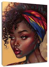 Amazon.com: HVEST African American Wall Art for Bathroom,Fashion Black  Woman Pictures Wall Decor Beautiful Black Girl Wall Art Abstract Framed  Canvas Wall Art for Bedroom Living Room Office Decor,16L X 12W Inches: