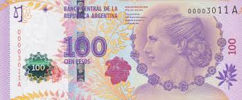 Argentina wonderful and interesting country,which is very popular the obverse of the coin depicts her dignity and the year of issue, and a different image on the back side. Argentina S 100 Peso Note