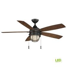 Ceiling fans by monte carlo fan company. Hampton Bay Seaport 52 In Led Indoor Outdoor Natural Iron Ceiling Fan With Light Kit Al634 Ni The Home Depot In 2021 Fan Light Ceiling Fan With Light Outdoor Ceiling Fans