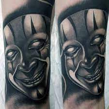 What does a samurai mask represent? 60 Drama Mask Tattoo Designs For Men Theatre Ink Ideas