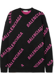 Black And Pink Cardigan Black Oversized Intarsia Cotton Blend Sweater Balenciaga Sweaters Balenciaga Pink Sweater