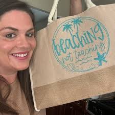 Bolsa de yute "Playa, no enseñanza"/Regalo para profesores/Bolsa de playa  de arpillera/Regalo de fin de curso/Bolsa de arpillera/Bolsa de  verano/Bolsa de playa/Moderna/Bolsa/Maestra