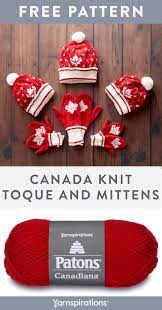 Free Canada Knit Toque And Mittens Pattern Using Patons Canadiana Yarn Gear Up For A Great Canadian Winter W Leaf Knitting Pattern Patons Yarn Mittens Pattern