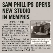 September 17 1960 Sam Phillips officially opens the Sam C. Phillips Recording Studio at 639 Madison Avenue in Memphis, Tennessee with a lavish party attended by close to two hundred people. The