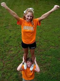 This Stunt Is Called A Single Base Shoulder Stand Cheerleading Stunt Shoulder Stand Basket Toss