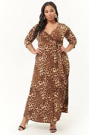 Plus Size Leopard Print Maxi Dress Plus Size Long Dresses