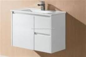 Organize bathroom items easily using the white wood space saver bathroom cabinet in white with a farmhouse sliding door design. Bathroom Wall Hung Vanity Slimline Basin Ceramic Top 750w X 355x 520mm