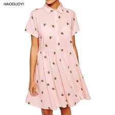 Haoduoyi 2017 New Summer Strawberry Print Casual Dresses