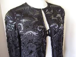 Evening Jacket Black And Gunmetal Beaded By Doncaster Pristine Etsy Evening Jackets Clothes For Women How To Wear